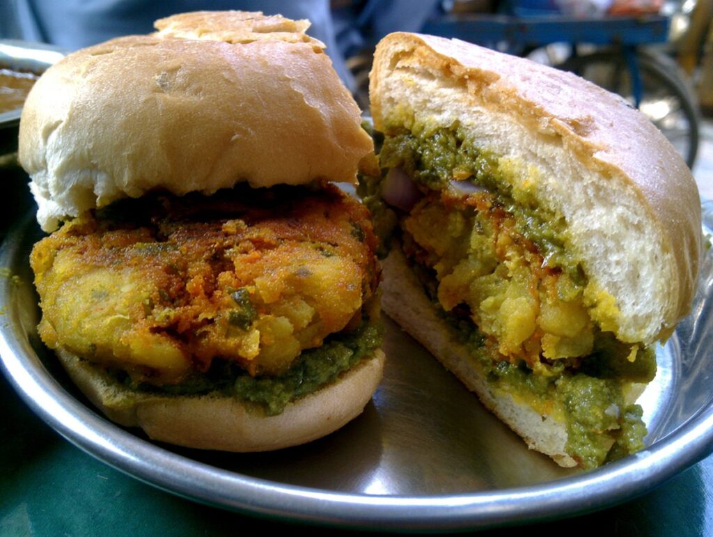 Bun kebab — a spiced patty in a soft bun, Karachi and Lahore street food, Mughal Corridor